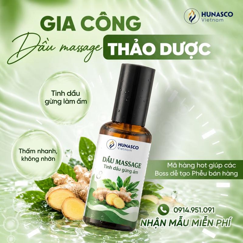 Gia công dầu massage thảo dược làm ấm