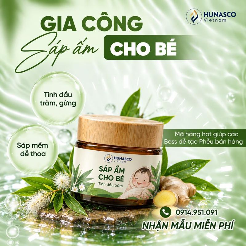 Gia công dầu & sáp làm ấm cho bé tại nhà máy Hunasco