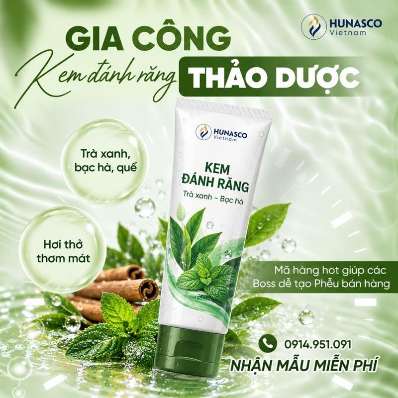 Gia công kem đánh răng & nước súc miệng thảo dược tại nhà máy Hunasco