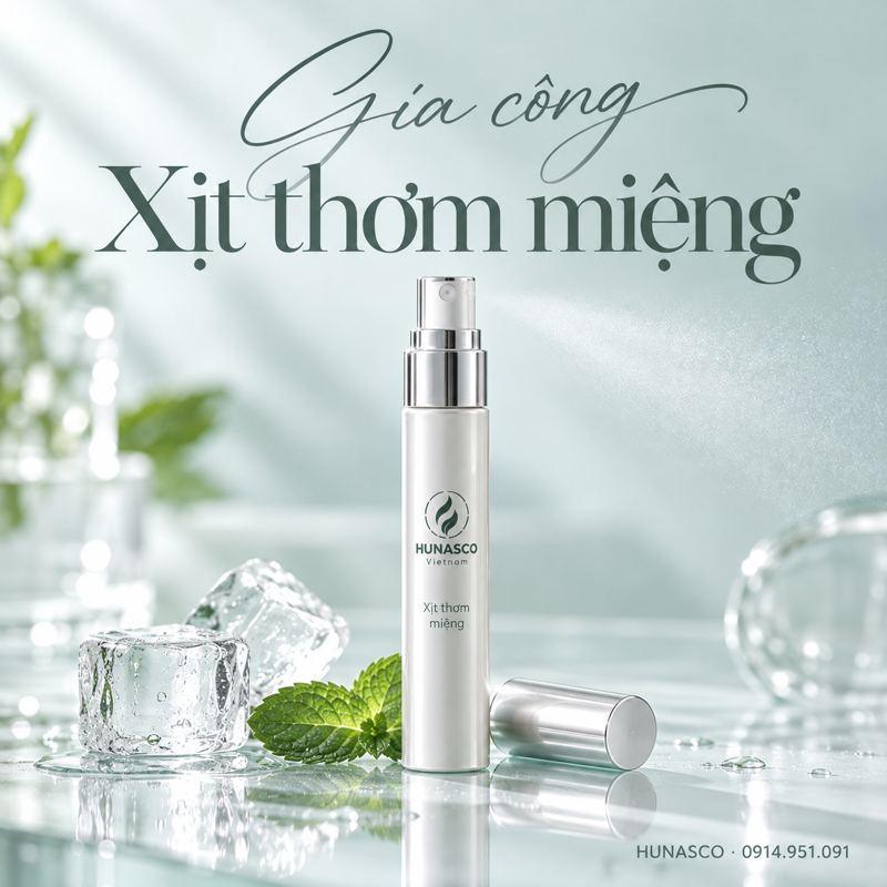 Gia công xịt thơm miệng thảo dược