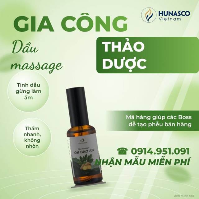 Gia công dầu massage thảo dược làm ấm