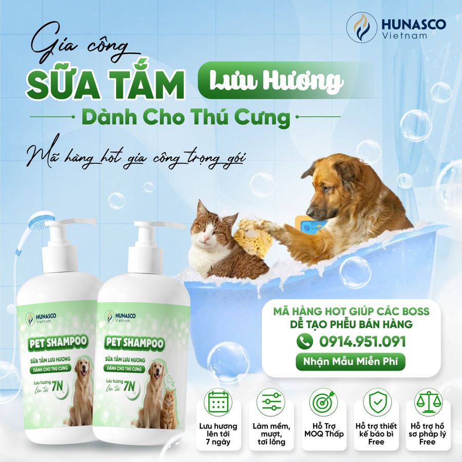 Gia công sữa tắm thú cưng lưu hương