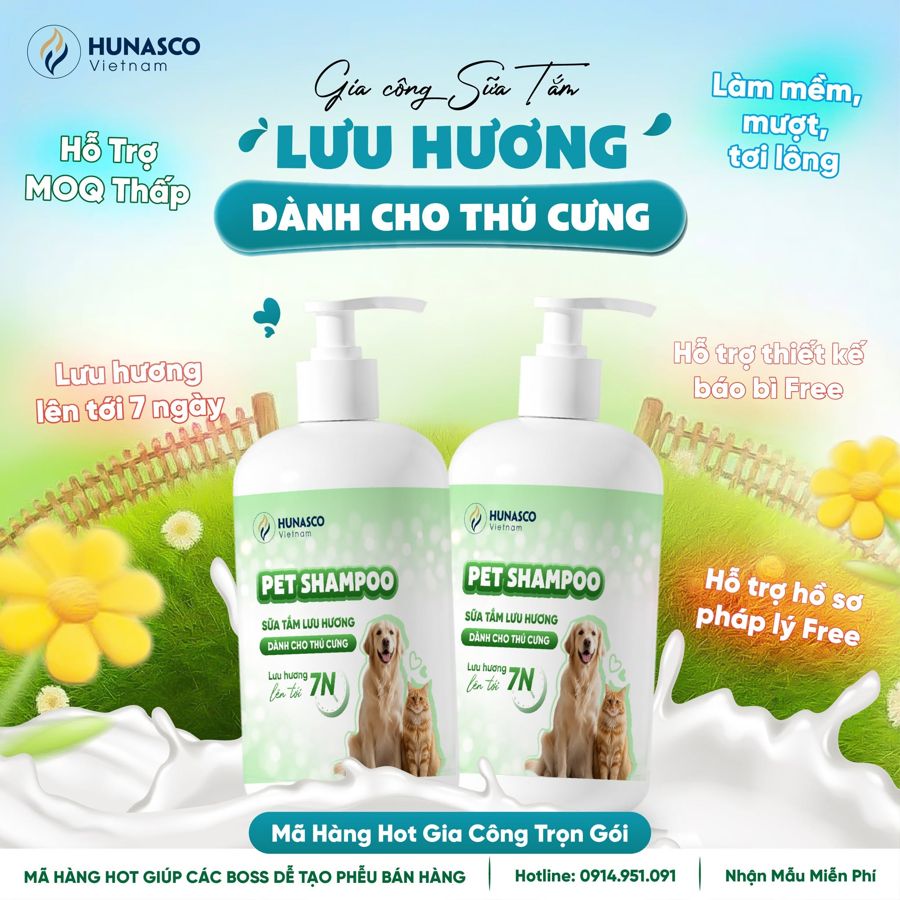 Sữa tắm lưu hương dành cho thú cưng – gia công trọn gói tại Hunasco